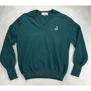 IZOD Club Pinehurst 1895 Men's Green V Neck 100% Egyptian‎ Cotton Sweater XL